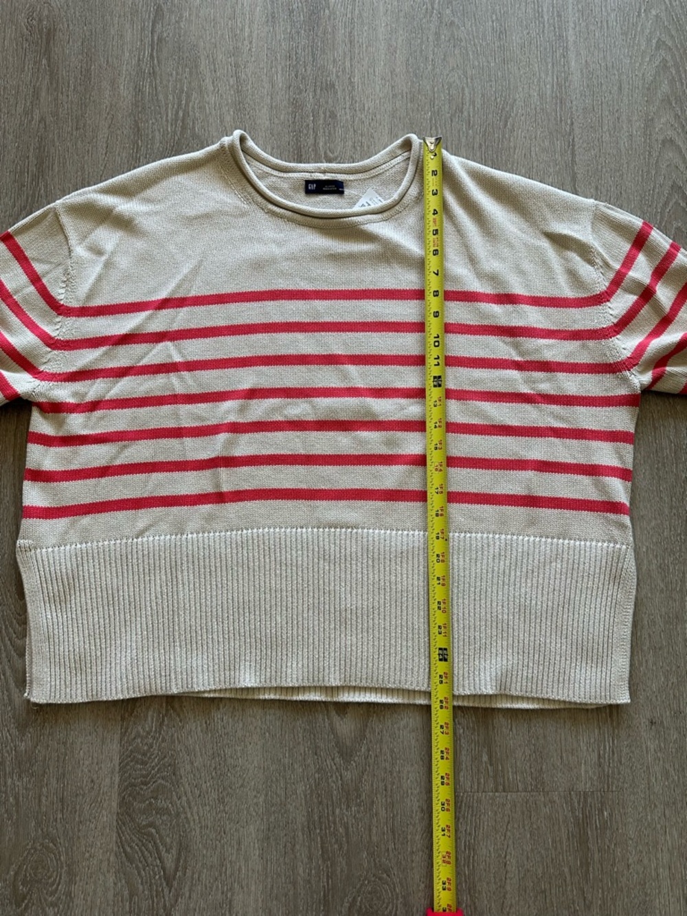 Gap 100% Cotton 24/7 Split-Hem Roll Neck Sweater in Cream & Coral Size XL - Picture 10 of 12
